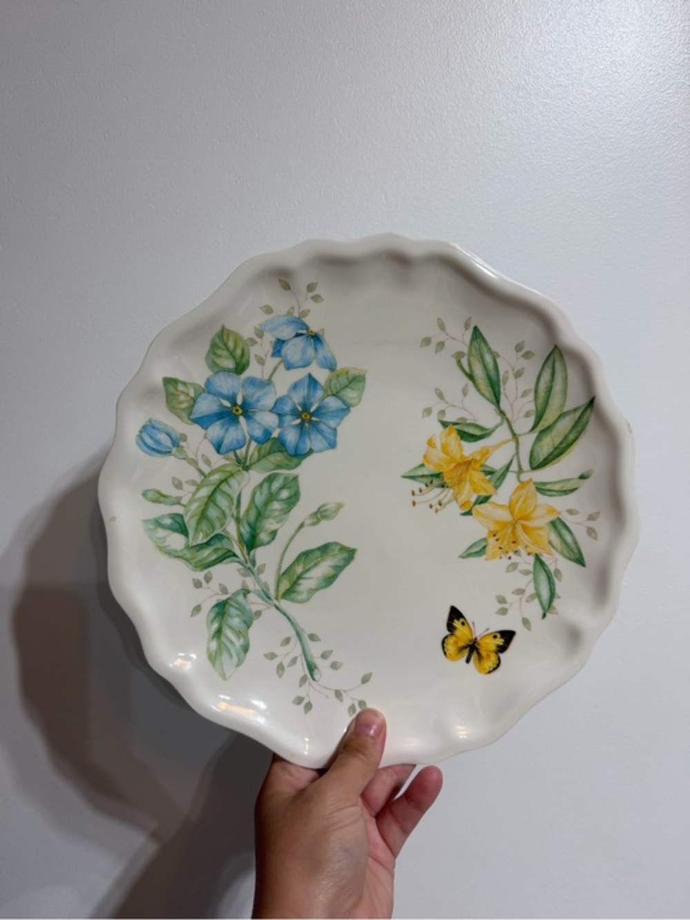 Lenox Butterfly Meadow Salad Plates Scalloped Floral Set of 4